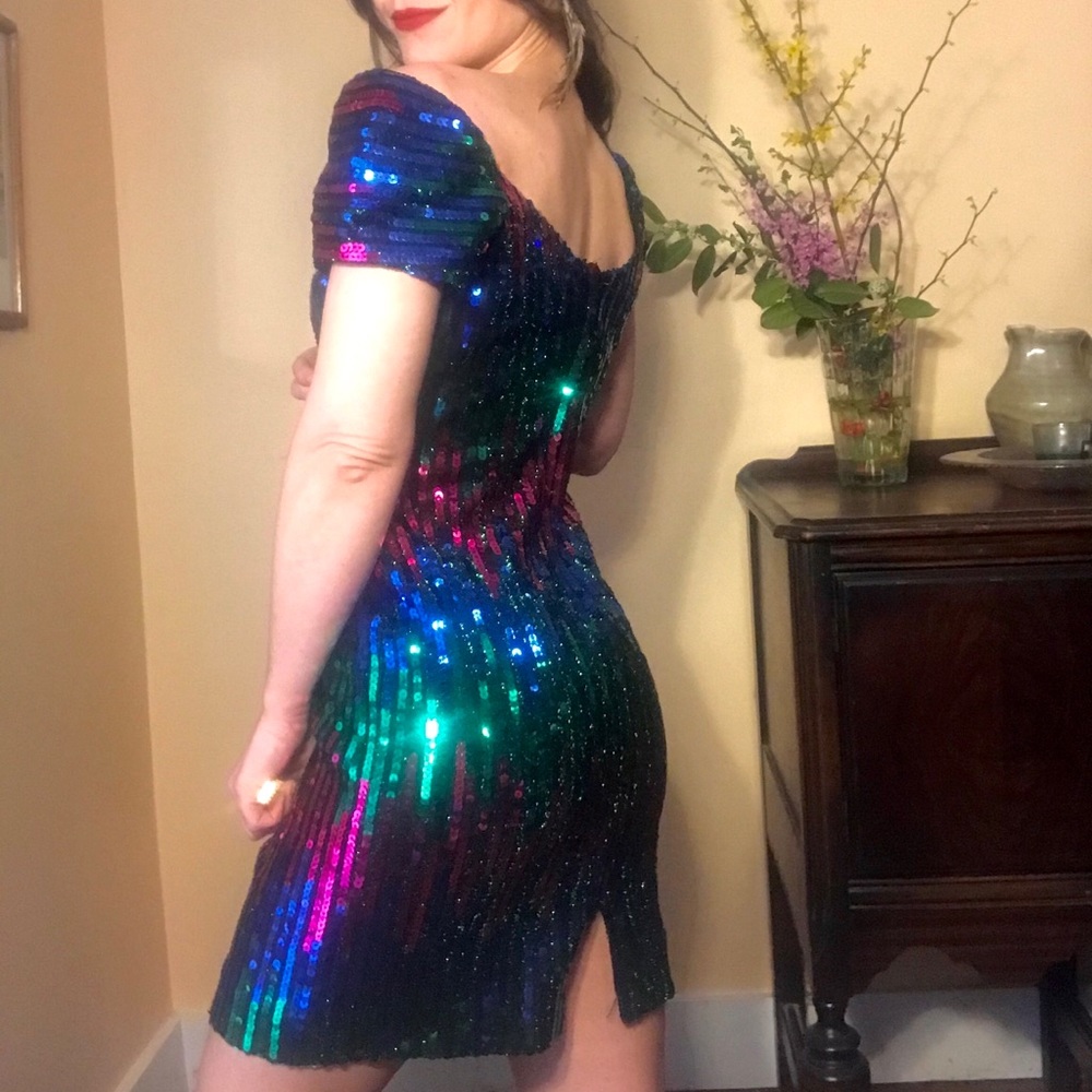Vintage 80’s multicolor sequin mini dress
